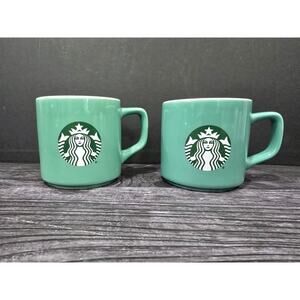 Set 2 Starbucks 2021 Mugs Siren Logo 11oz Coffee Mug Cup Aqua Teal Seafoam Green